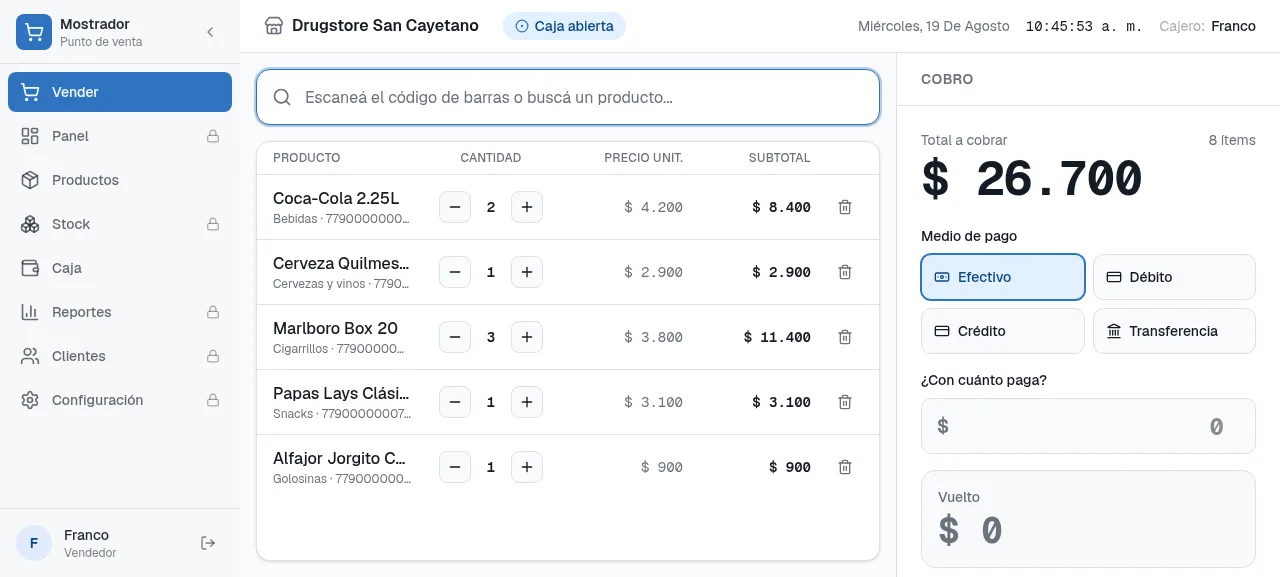 Drugstore POS screenshot